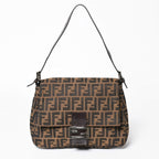 Fendi Mamma Baguette Bag Zucca Pattern Brown Vintage Silver