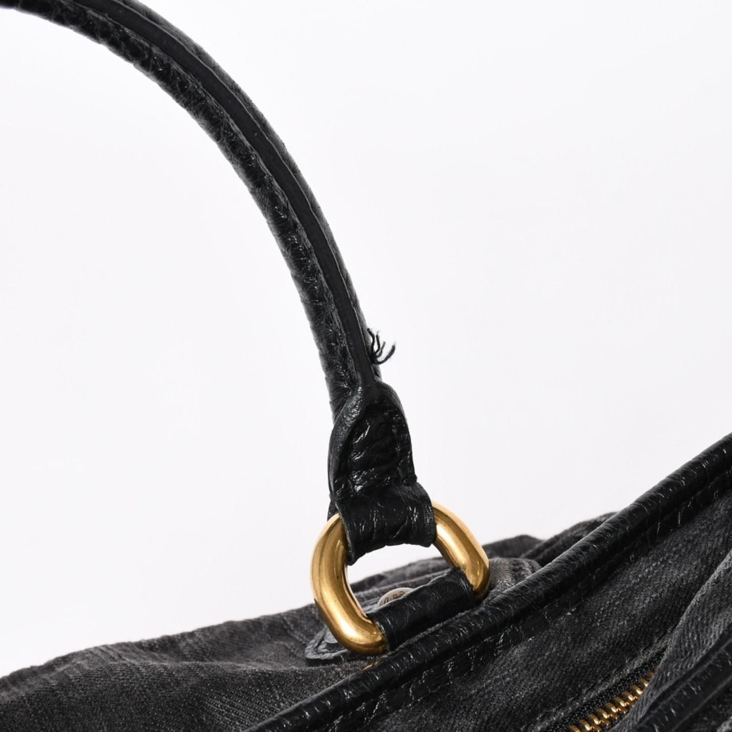 Louis Vuitton Handbag Monogram Denim Neo Cabby GM Black Leather 2-Way — view 8
