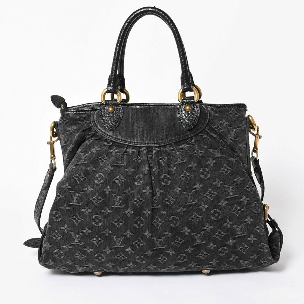 Louis Vuitton Handbag Monogram Denim Neo Cabby GM Black Leather 2-Way — view 2