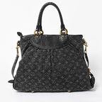 Louis Vuitton Handbag Monogram Denim Neo Cabby GM Black Leather 2-Way — view 2