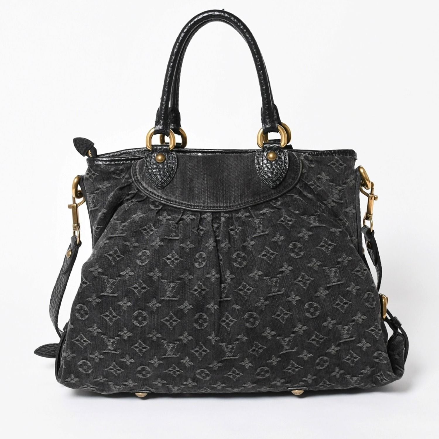 Louis Vuitton Handbag Monogram Denim Neo Cabby GM Black Leather 2-Way — view 2