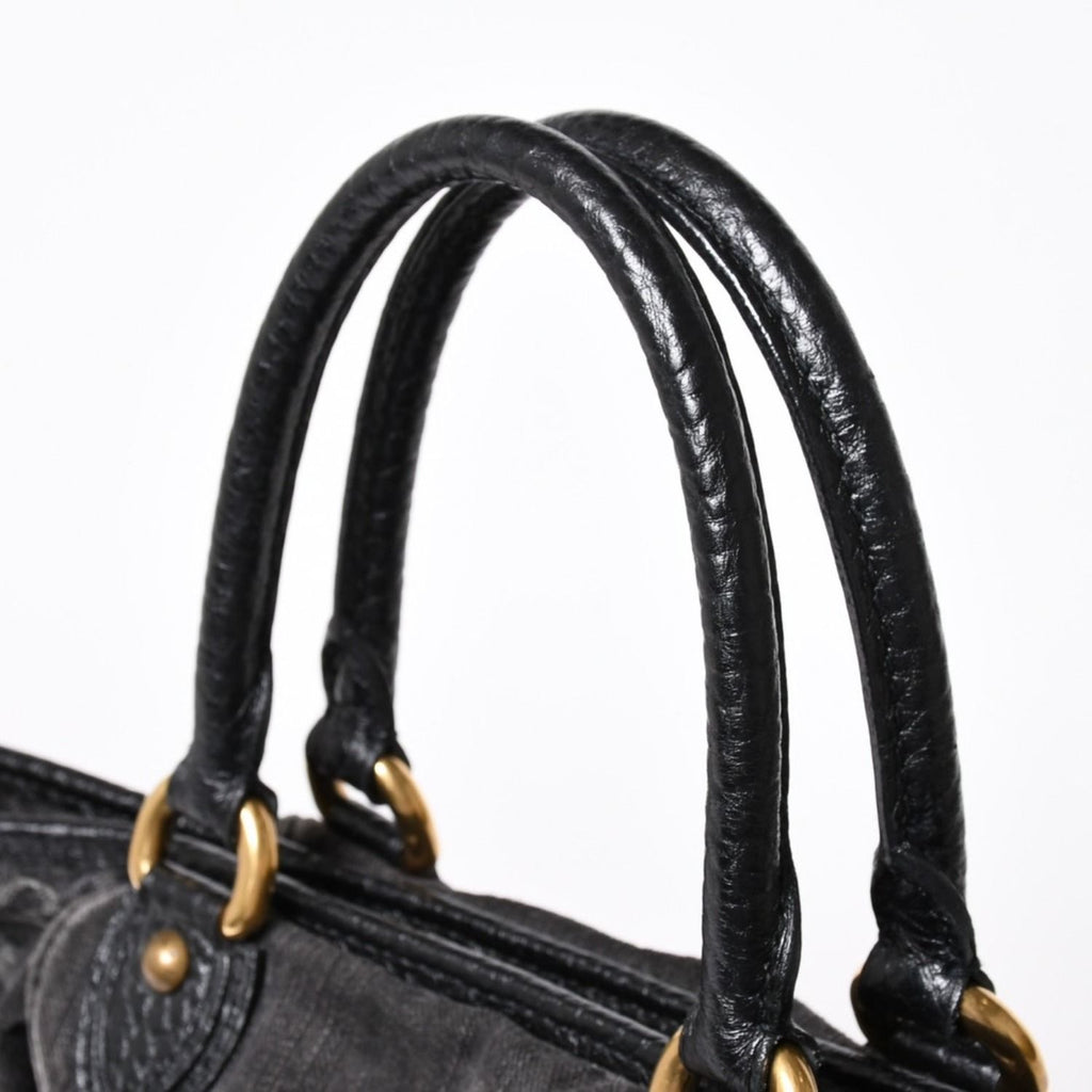 Louis Vuitton Handbag Monogram Denim Neo Cabby GM Black Leather 2-Way — view 6