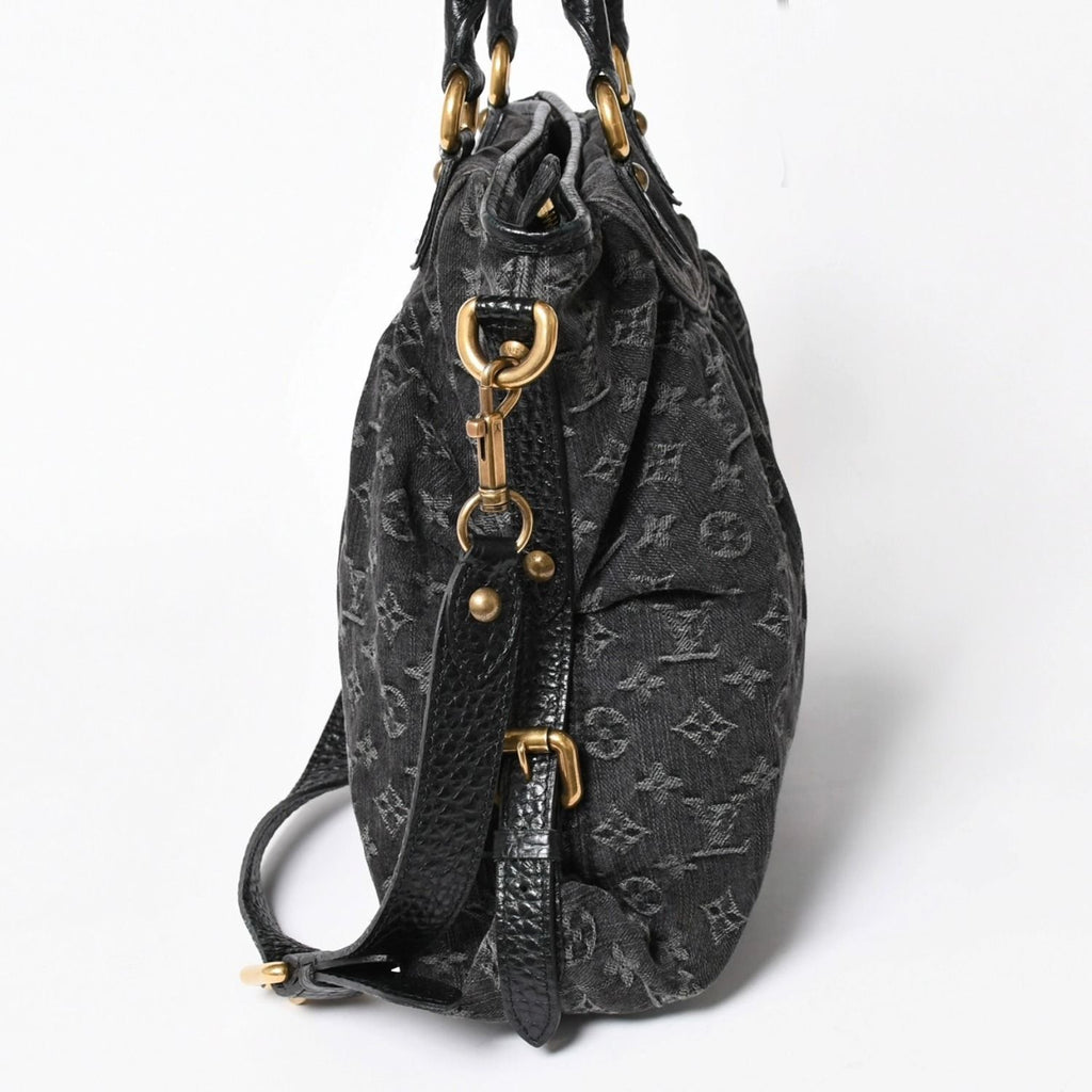Louis Vuitton Handbag Monogram Denim Neo Cabby GM Black Leather 2-Way — view 3
