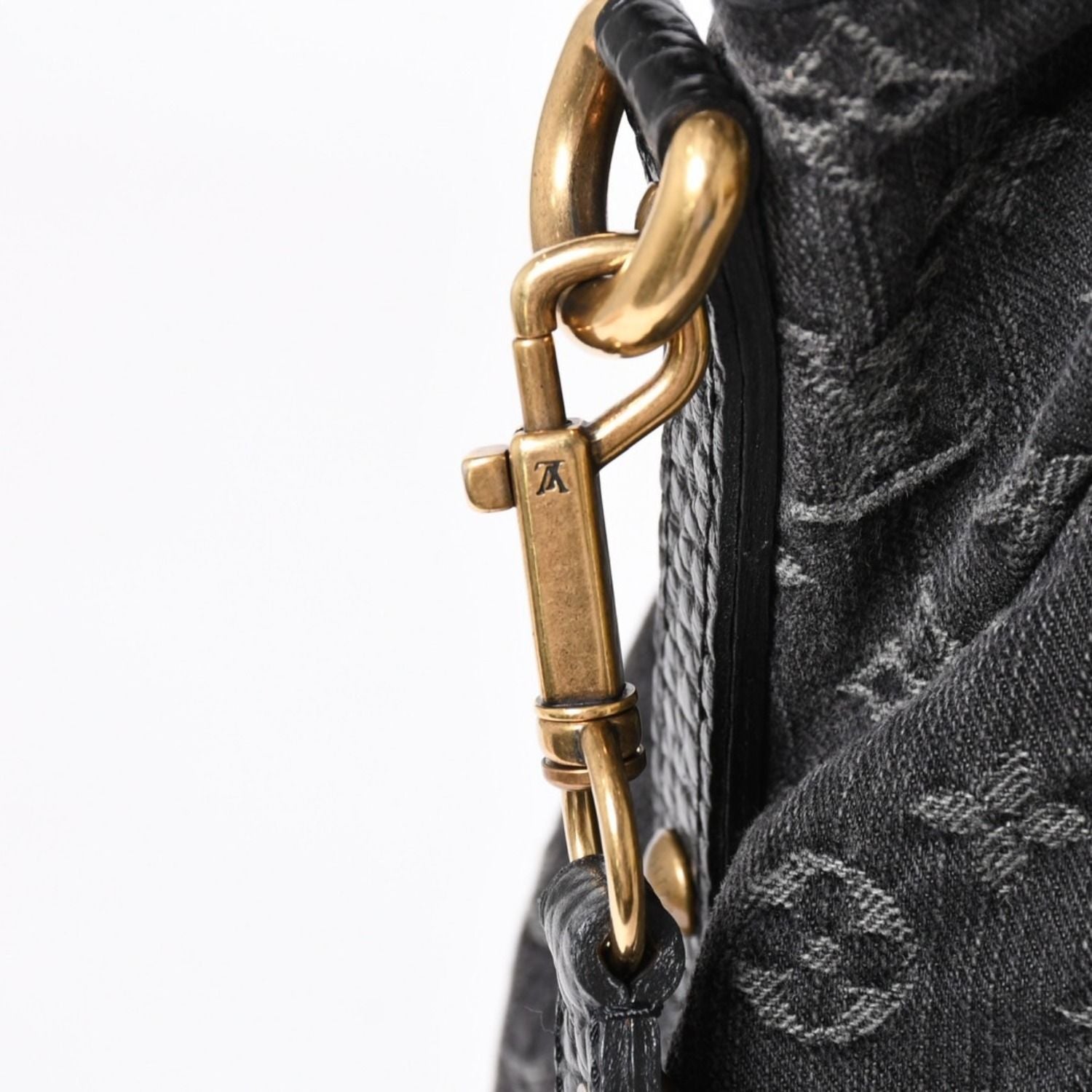 Louis Vuitton Handbag Monogram Denim Neo Cabby GM Black Leather 2-Way — view 4