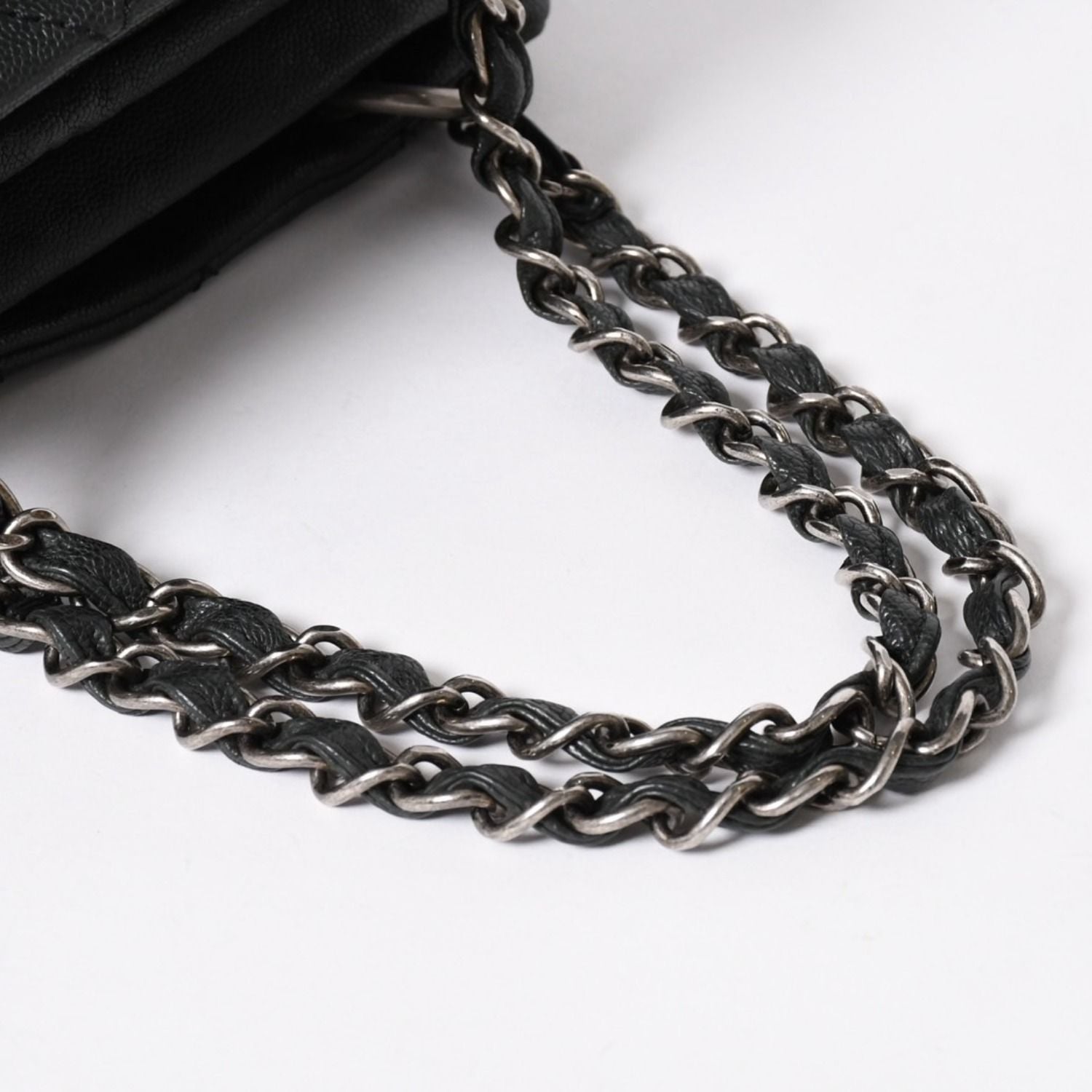 Chanel Wild Stitch Chain Tote Bag CC Logo Caviar Leather Black — view 7