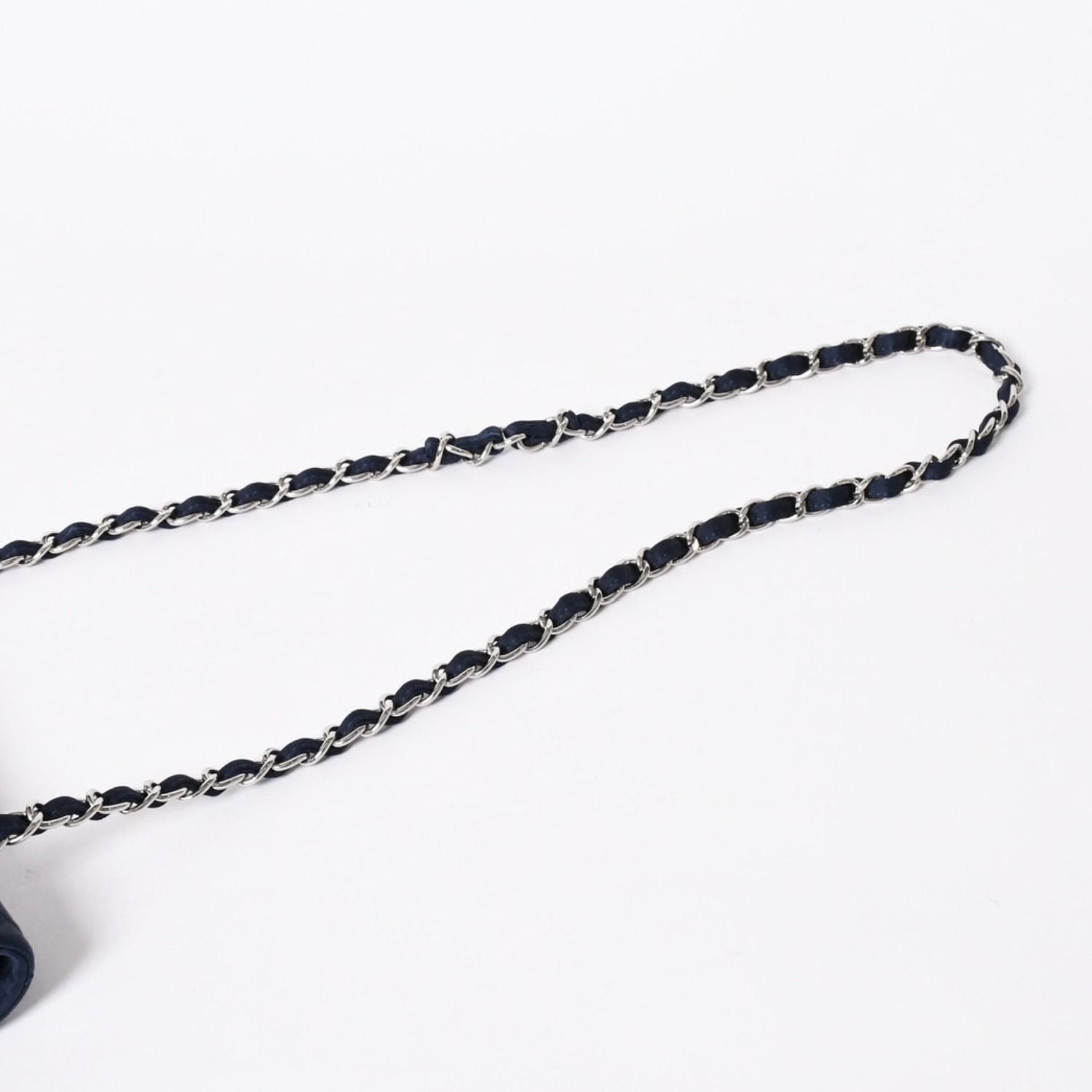 Chanel Quilted 25 Double Flap Chain Shoulder Bag CC Logo Satin Sequin Navy — view 8
