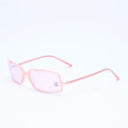 Chanel Square Shape Sunglasses Eyewear CC Logo Rhinestone Clear Pink — view 2