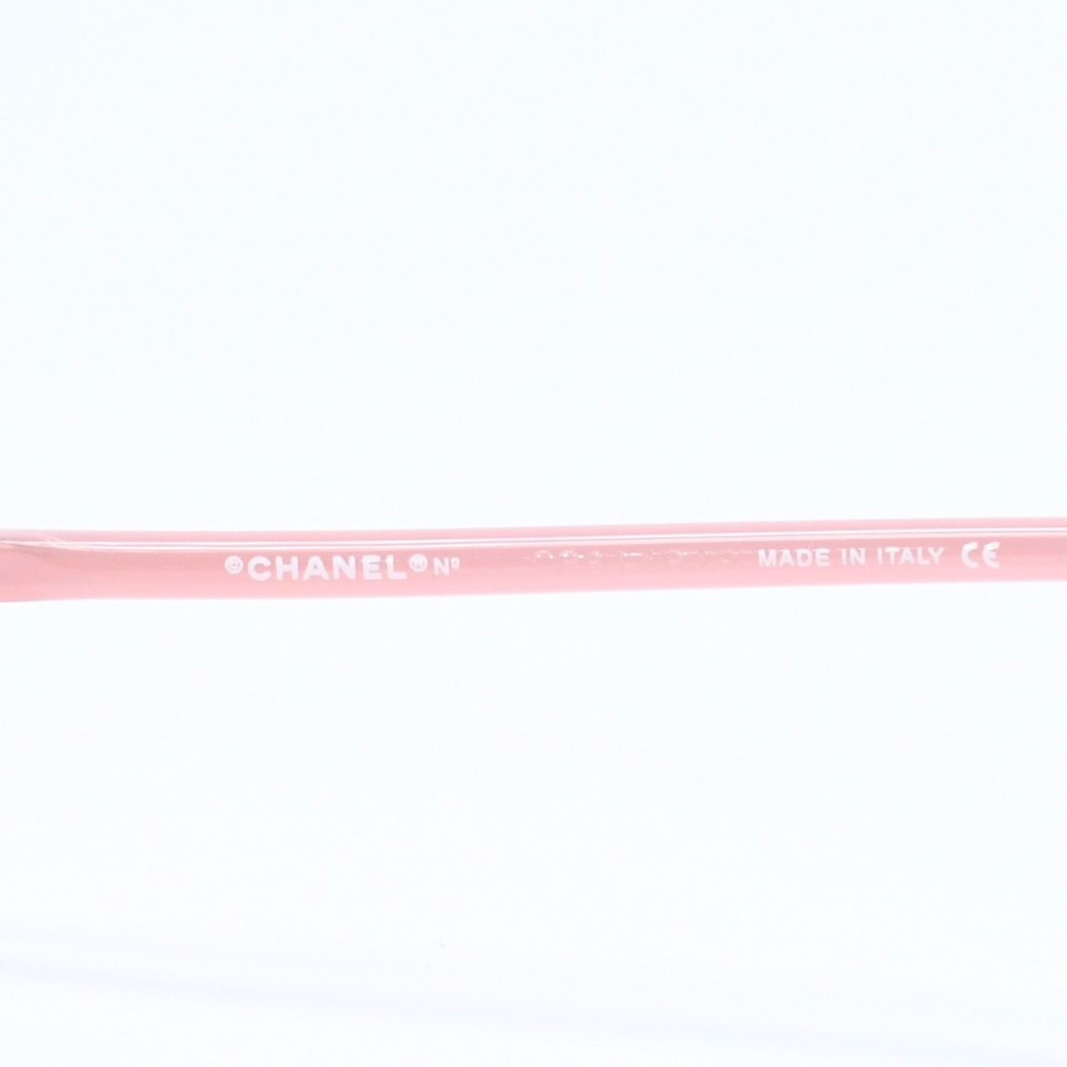 Chanel Square Shape Sunglasses Eyewear CC Logo Rhinestone Clear Pink — view 8