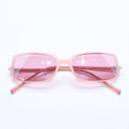 Chanel Square Shape Sunglasses Eyewear CC Logo Rhinestone Clear Pink
