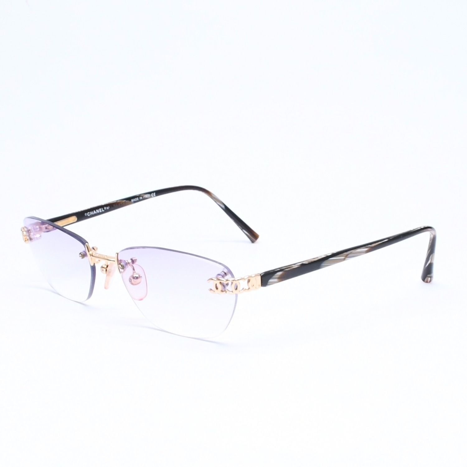 Chanel Rimless Sunglasses Eyewear CC Logo Marble Purple — view 2