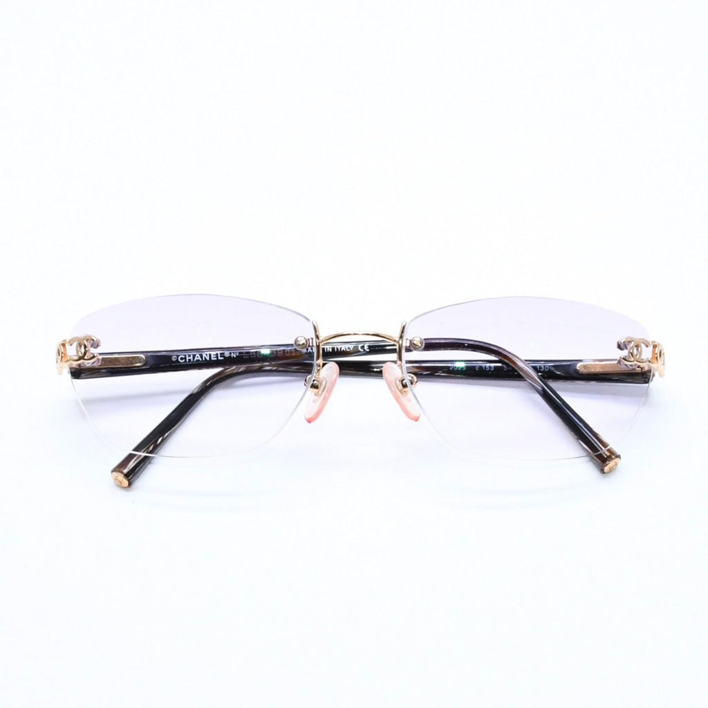 Chanel Rimless Sunglasses Eyewear CC Logo Marble Purple