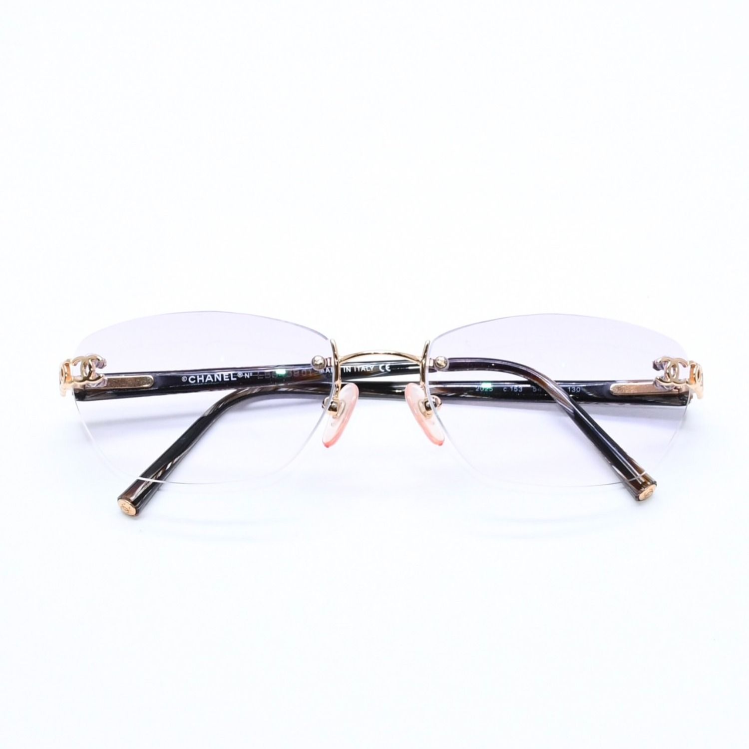 Chanel Rimless Sunglasses Eyewear CC Logo Marble Purple