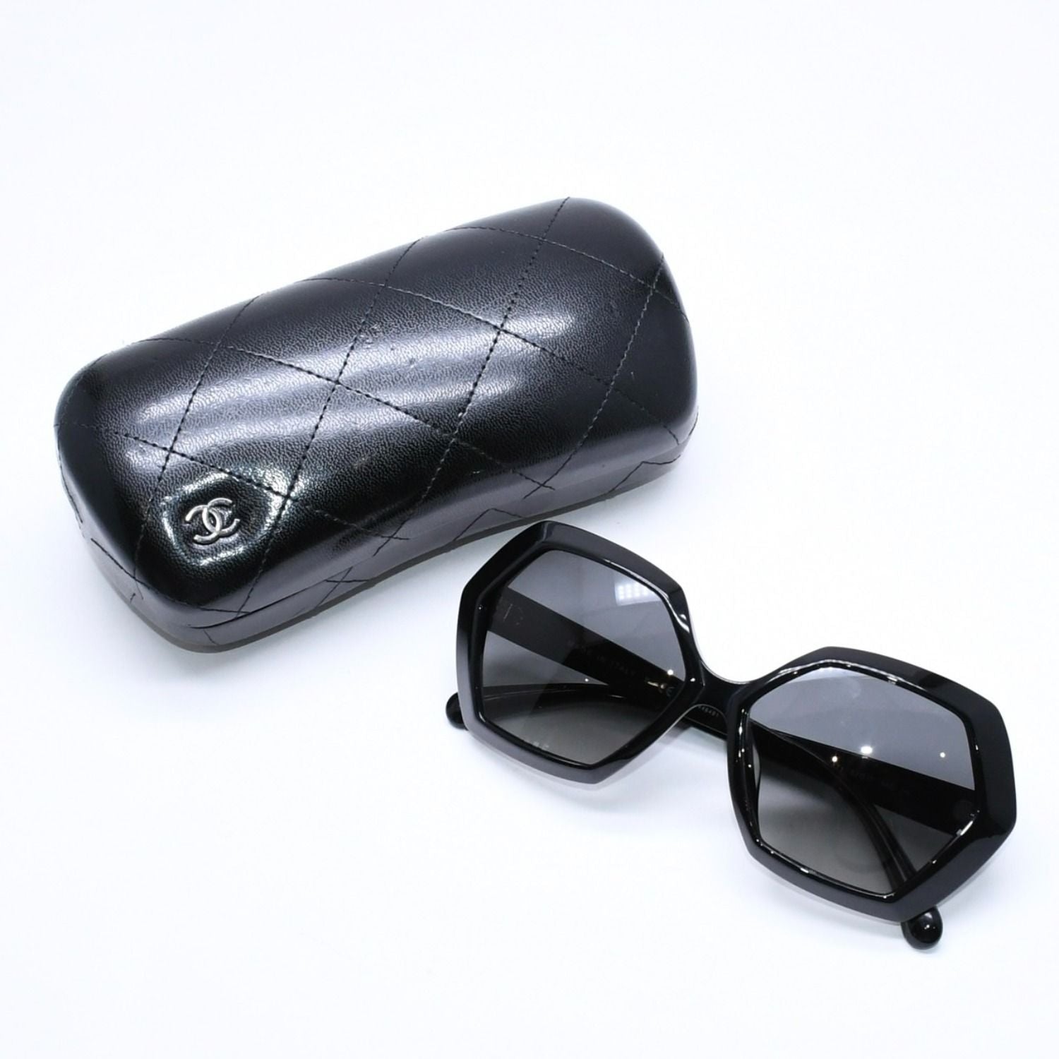 Chanel Sunglasses Eyewear CC Logo Black Hexagon Frame
