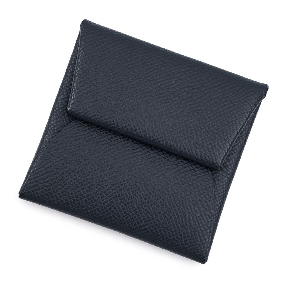 Hermes Coin Purse Bastia Verso Blue Indigo Vert Amand Silver Epsom