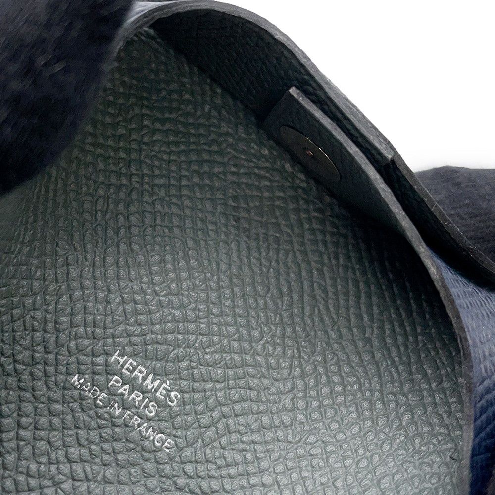 Hermes Coin Purse Bastia Verso Blue Indigo Vert Amand Silver Epsom — view 7