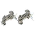 Chanel CC Logo Stud Earrings Silver — view 3