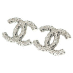 Chanel CC Logo Stud Earrings Silver