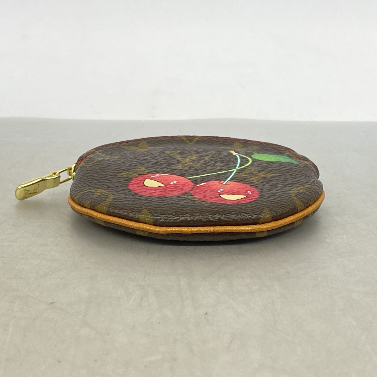 Louis Vuitton Coin Purse Monogram Cherry Porto Moneron Brown Red Takashi — view 2