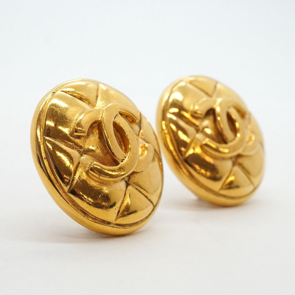 Chanel Earrings Vintage CC Logo Quilted Round — view 2