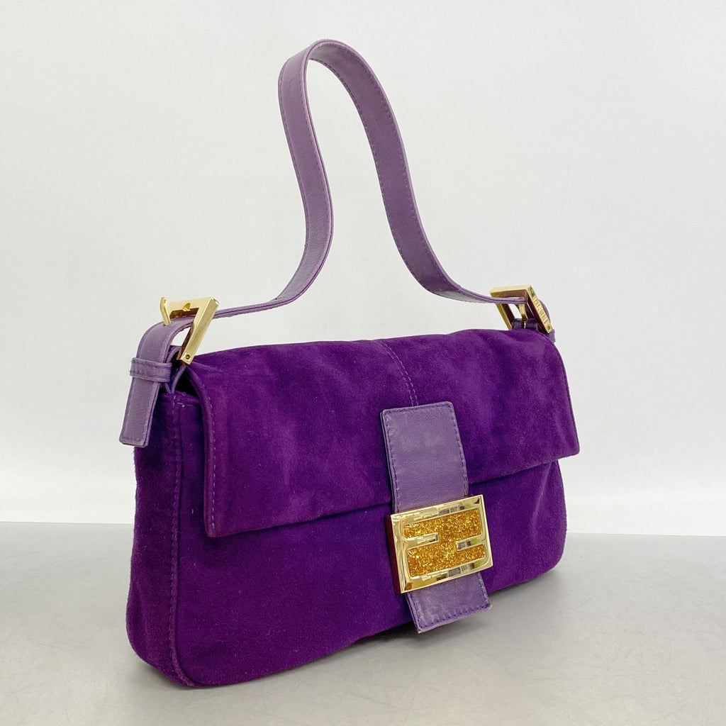 Fendi Handle Mamma Bucket Suede Purple Gold — view 2
