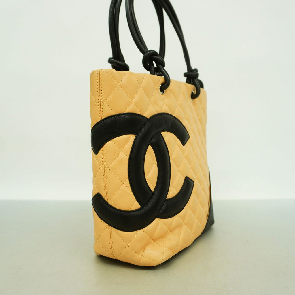 Chanel Tote Bag Cambon Lambskin Beige Black Silver — view 2