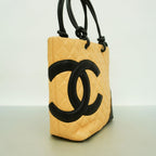 Chanel Tote Bag Cambon Lambskin Beige Black Silver — view 2