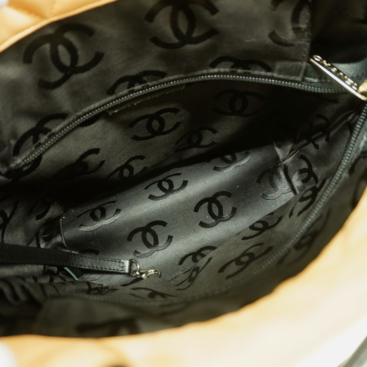 Chanel Tote Bag Cambon Lambskin Beige Black Silver — view 4