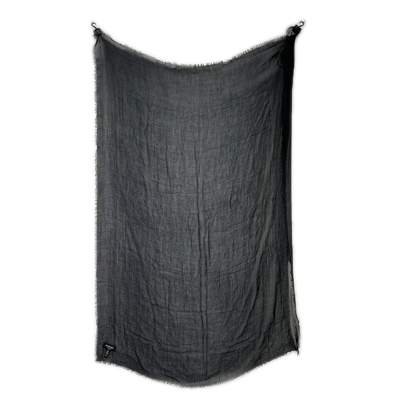 Chanel Christmas CC Logo Embroidered Cashmere Blend Shawl Scarf — view 2