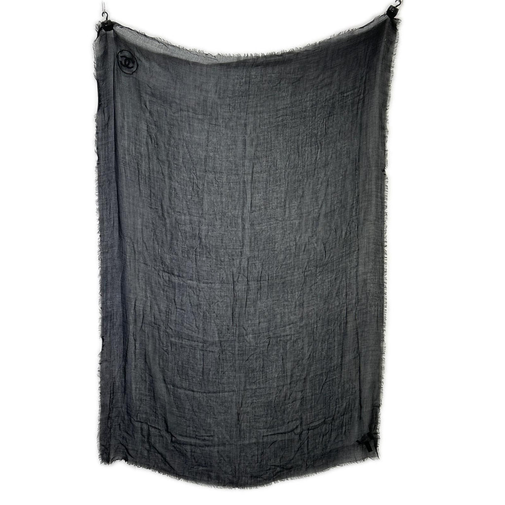 Chanel Christmas CC Logo Embroidered Cashmere Blend Shawl Scarf