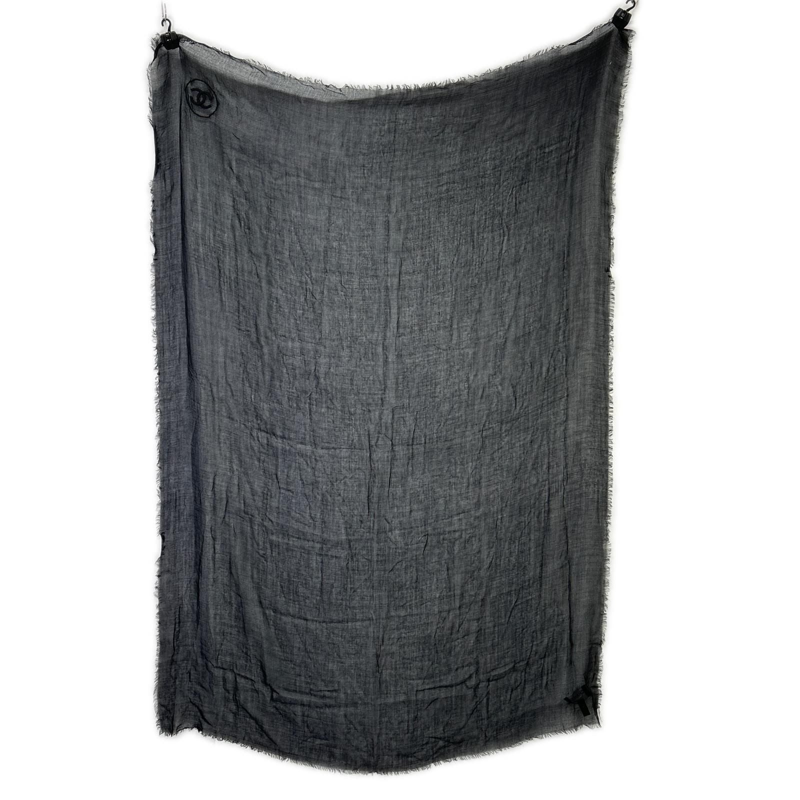 Chanel Christmas CC Logo Embroidered Cashmere Blend Shawl Scarf