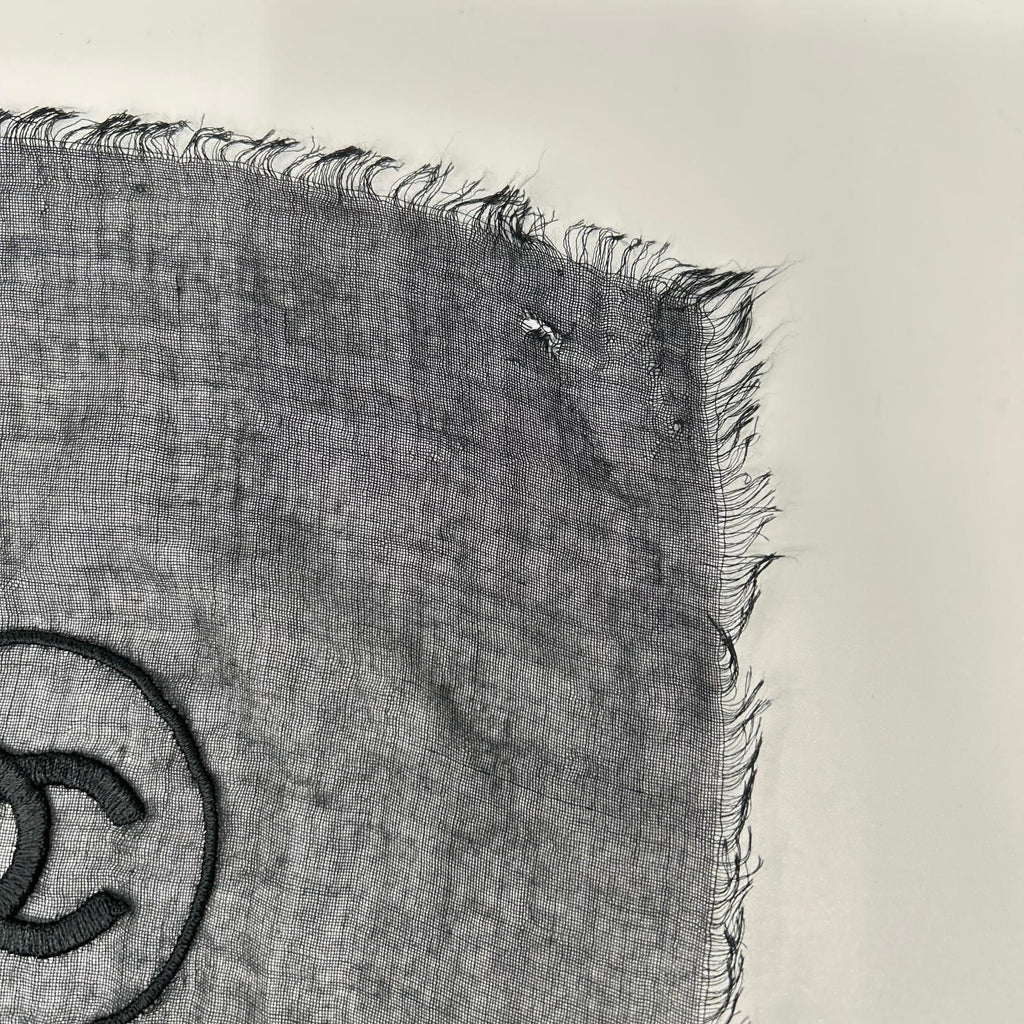 Chanel Christmas CC Logo Embroidered Cashmere Blend Shawl Scarf — view 7