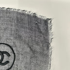 Chanel Christmas CC Logo Embroidered Cashmere Blend Shawl Scarf — view 7