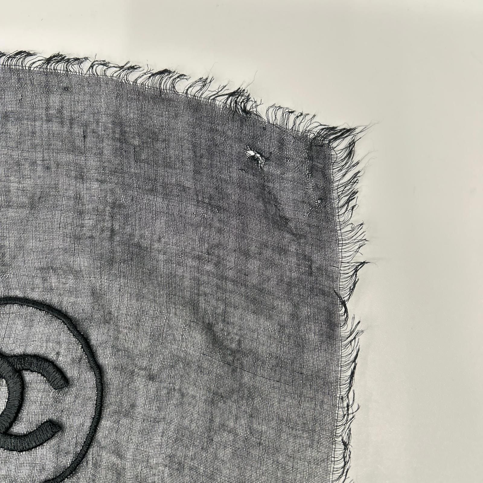 Chanel Christmas CC Logo Embroidered Cashmere Blend Shawl Scarf — view 7