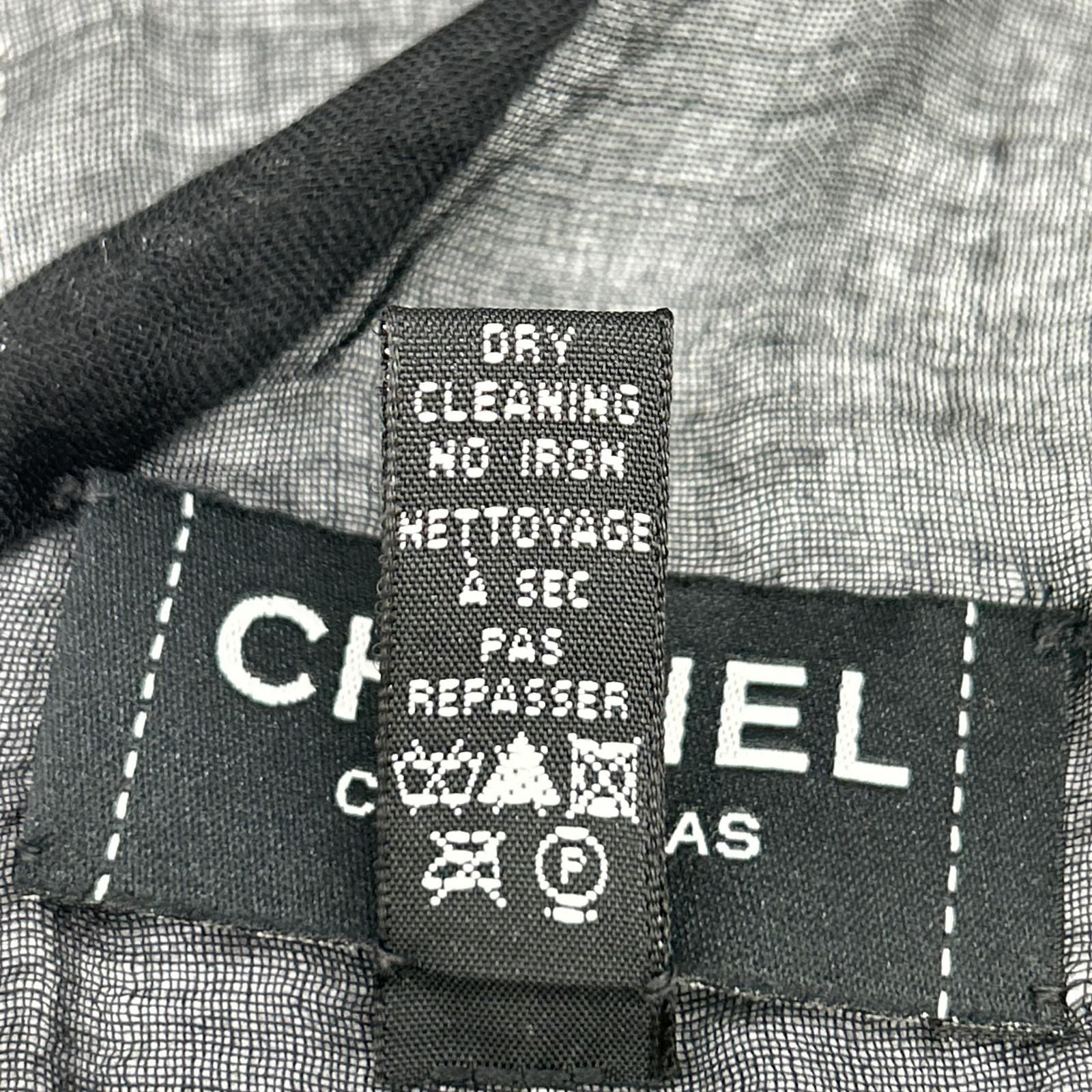 Chanel Christmas CC Logo Embroidered Cashmere Blend Shawl Scarf — view 5
