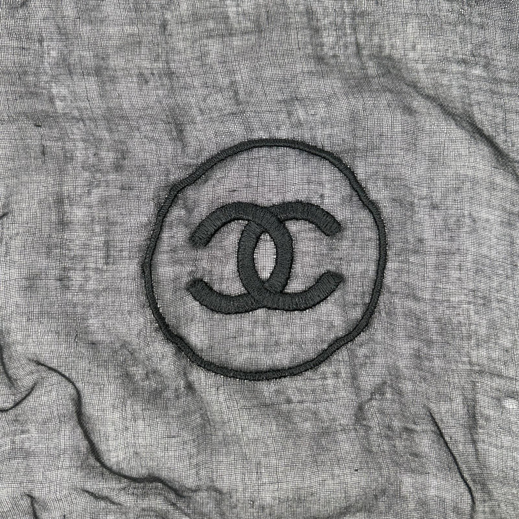 Chanel Christmas CC Logo Embroidered Cashmere Blend Shawl Scarf — view 6