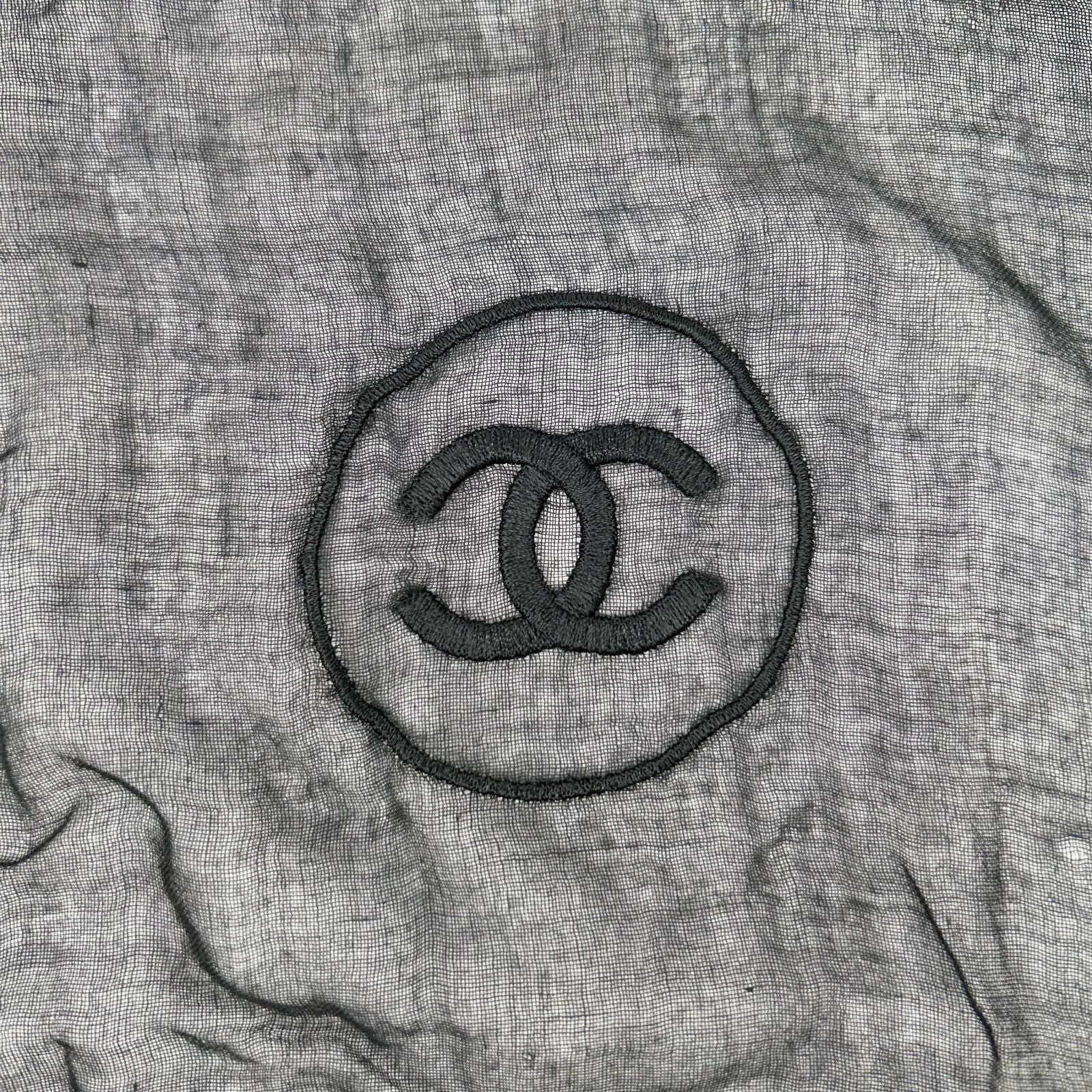 Chanel Christmas CC Logo Embroidered Cashmere Blend Shawl Scarf — view 6