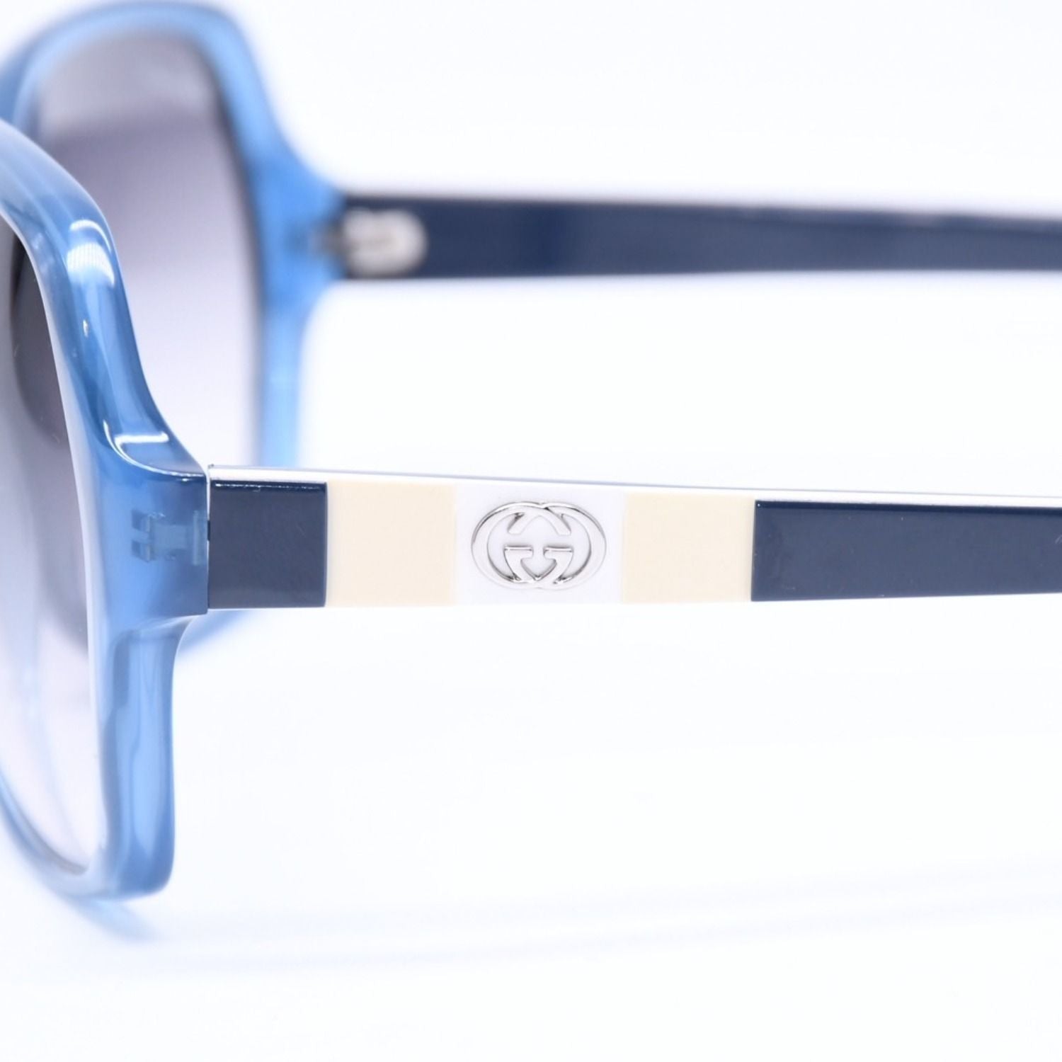 Gucci Square Butterfly Shape Sunglasses S Eyewear Clear Blue Double G Logo — view 7