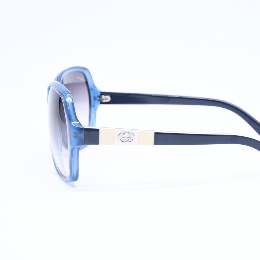 Gucci Square Butterfly Shape Sunglasses S Eyewear Clear Blue Double G Logo — view 6