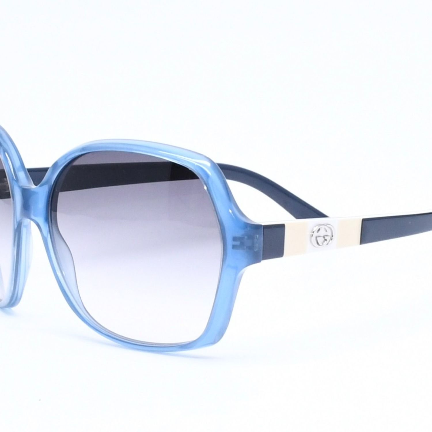 Gucci Square Butterfly Shape Sunglasses S Eyewear Clear Blue Double G Logo — view 3