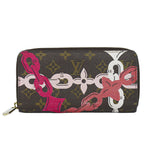 Louis Vuitton LV Zippy Wallet Monogram Bay Zip Around Brown Pink