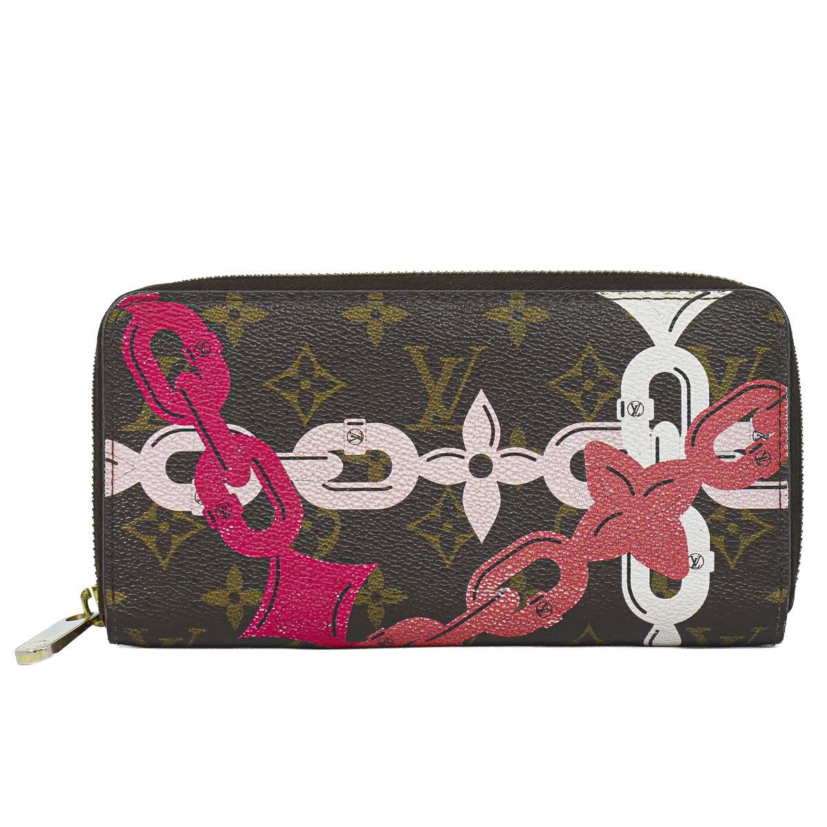 Louis Vuitton LV Zippy Wallet Monogram Bay Zip Around Brown Pink