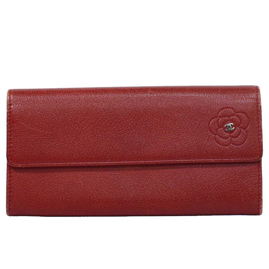 Chanel CC Logo Butterfly Camellia Wallet Leather