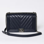 Chanel Boy Chain Shoulder Bag V-shaped Stitch Chevron CC Logo Lambskin 2-Way