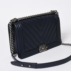Chanel Boy Chain Shoulder Bag V-shaped Stitch Chevron CC Logo Lambskin 2-Way — view 3