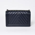 Chanel Boy Chain Shoulder Bag V-shaped Stitch Chevron CC Logo Lambskin 2-Way — view 2