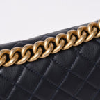 Chanel Boy 25 Chain Shoulder Bag CC Logo Lambskin Navy — view 8