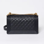 Chanel Boy 25 Chain Shoulder Bag CC Logo Lambskin Navy — view 2