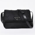 Prada Pocono Shoulder Bag Triangle Logo Nylon Black Silver