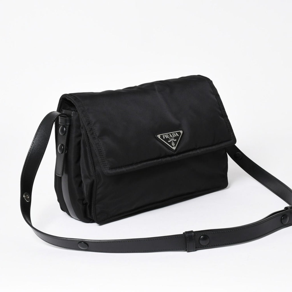 Prada Pocono Shoulder Bag Triangle Logo Nylon Black Silver — view 3