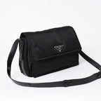 Prada Pocono Shoulder Bag Triangle Logo Nylon Black Silver — view 3